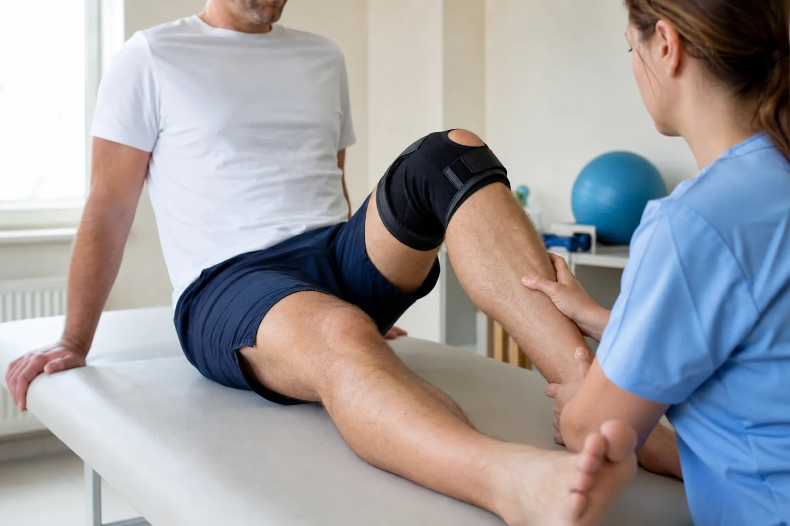 Knee rehabilitation in a physiotherapy clinic