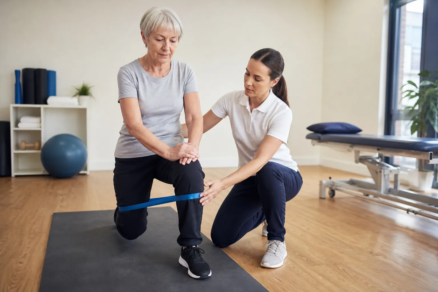 Physiotherapy in a bright clinic