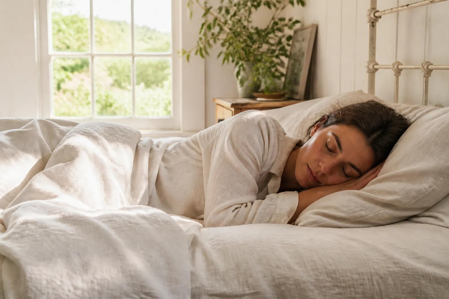 A peaceful cream bedroom